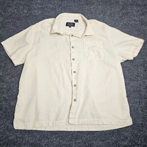Nat Nast Men’s Button-Up Shirt Silk blend Short Sleeve White Cream Sz XL